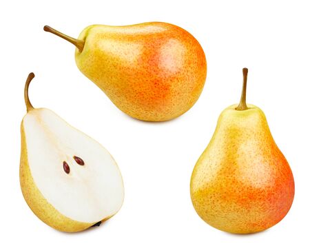 Ripe pears on white backgroundの写真素材