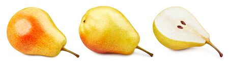 Ripe pears on white backgroundの写真素材
