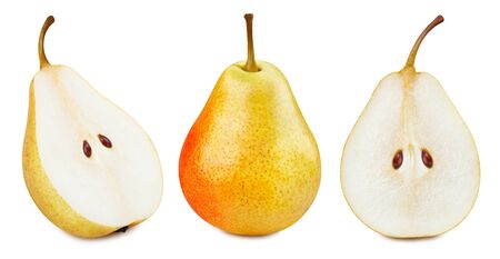 Ripe pears on white backgroundの写真素材