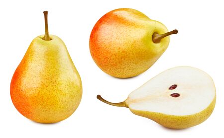 Ripe pears on white backgroundの写真素材
