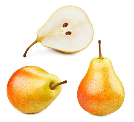Ripe pears on white backgroundの写真素材