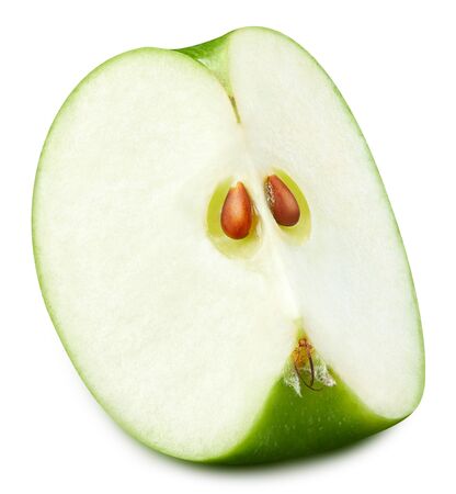 Apples half isolated on whiteの写真素材