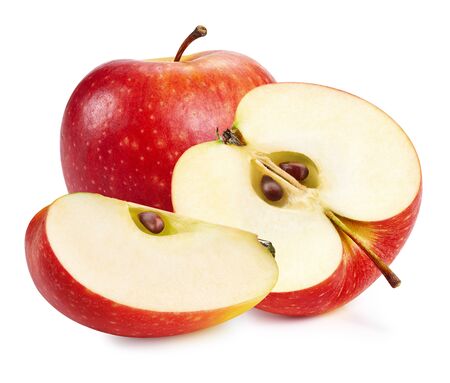 Red apples isolated on white background. Ripe fresh applesの写真素材