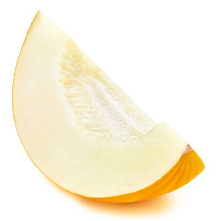 Ripe yellow melon on white background. Melon Clipping Pathの写真素材