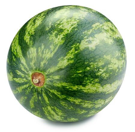 Watermelon berry isolated on white background. One watermelon with clipping path.の写真素材