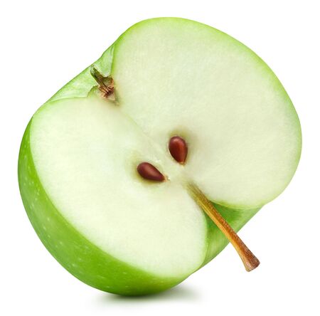 Half of green apple isolated on white. With clipping pathの写真素材