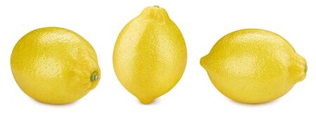 Lemon isolated on white. Ripe fresh Lemon collection Clipping Pathの写真素材