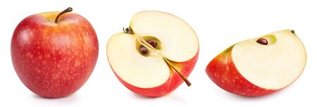 Apple with Clipping Path isolated on a white background. Red apple collectionの写真素材