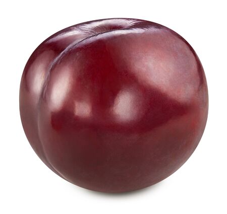 Plum isolated on white background. Ripe plum clipping pathの写真素材