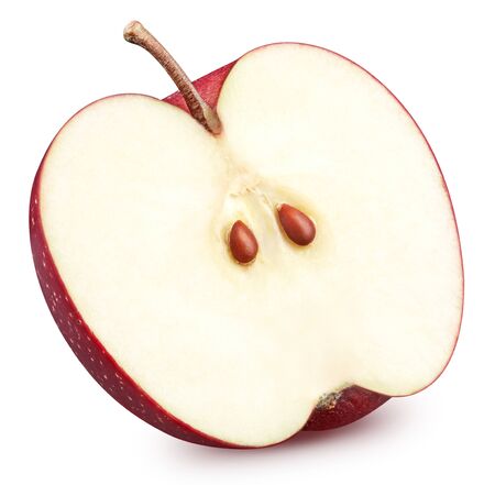 Closeup of red apple half isolated on white. Ripe fresh apples Clipping Pathの写真素材
