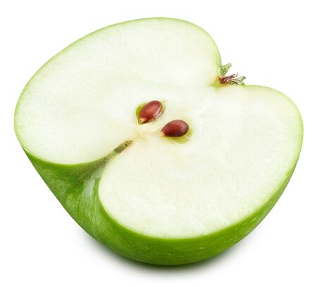 Green apples half isolated on white background.の写真素材