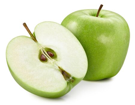 Fresh green apple isolated on white. Organic apple.の写真素材