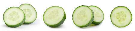 Collection cucumber on white background with clipping path. isolated cucumberの写真素材