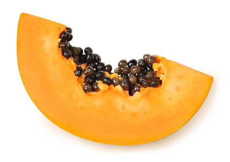 Papaya slice isolated on white backgroundの写真素材