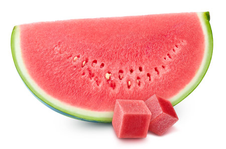 Watermelon slice. Fresh organic watermelon isolated on white background.の写真素材