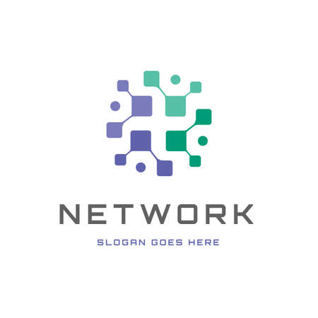 Pixels Connect Modern Logo Iconのイラスト素材