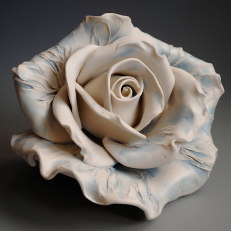 Ceramic rose on a gray background. 3D illustration.の素材