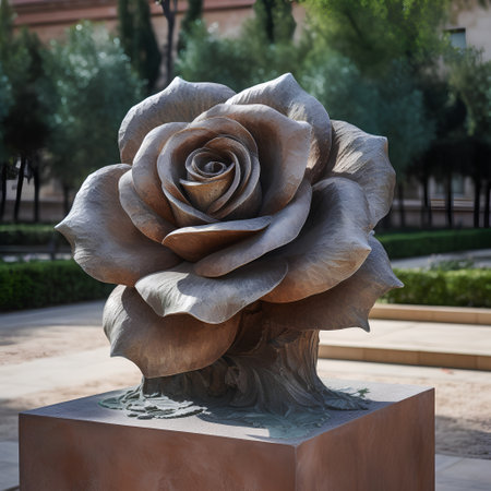 Rose sculpture in the park, close-up. Flower background.の素材