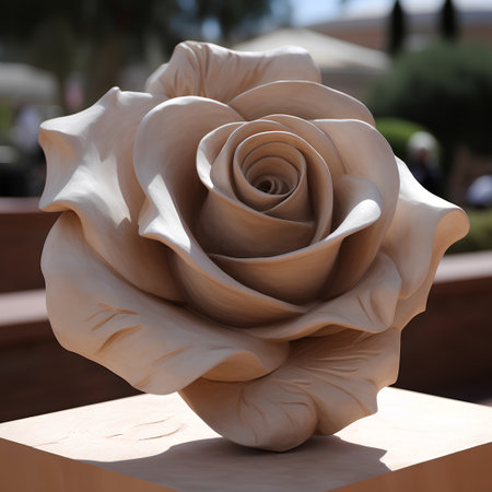 Close-up of a rose made of beige fabric in the gardenの素材