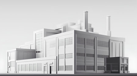Industrial building on a gray background. Vector illustration. Eps 10の素材