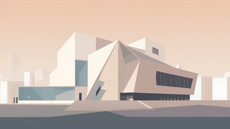 Modern building in the city. Vector illustration in a flat style.の素材