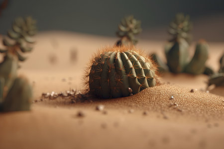 Cactus in desert. 3d rendering, 3d illustration.の素材