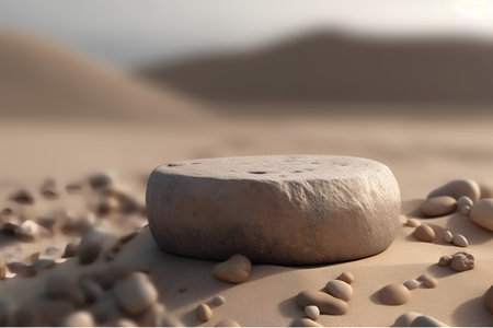 Stones on the sand in the desert. 3d render.の素材