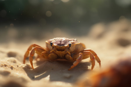 Crab on the beach. Selective focus. Shallow depth of fieldの素材