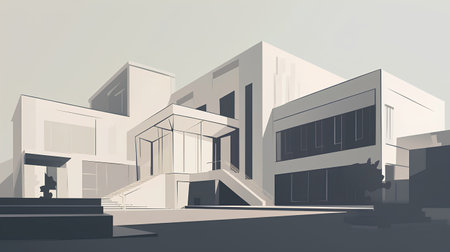 Modern architecture. Vector illustration of a modern office building. Building in the city.の素材