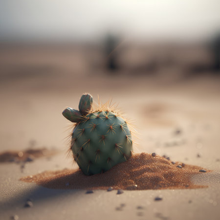Cactus in desert. Selective focus. Shallow depth of field.の素材