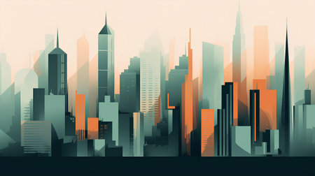Cityscape background with skyscrapers. Vector illustration of modern cityscape.の素材