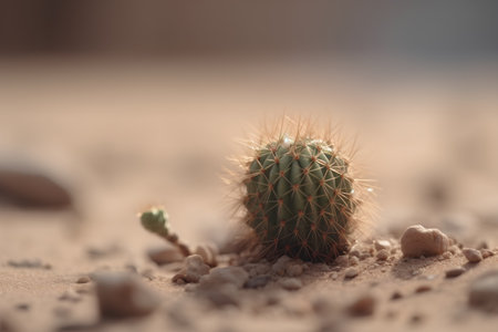 Cactus in desert with shallow depth of field. Vintage style.の素材
