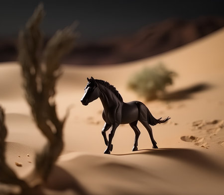 Horse in the desert, 3d render, eps10の素材