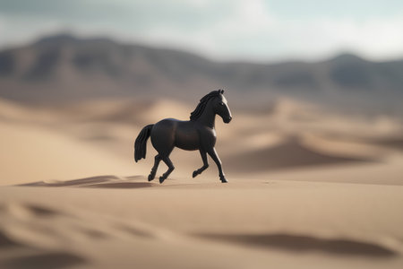 Horse in the desert. 3d rendering. Computer digital drawing.の素材