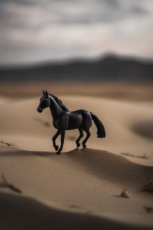Horse in the desert. 3d rendering. Computer digital drawing.の素材