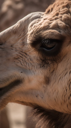 Portrait of a camel. Close-up. Selective focus.の素材