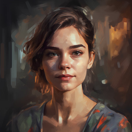 Portrait of a beautiful young woman with freckles on her faceの素材