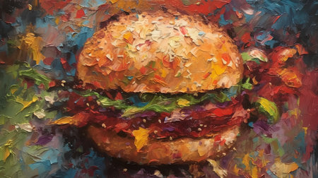 Mushroom in the form of a human head, oil paintingの素材