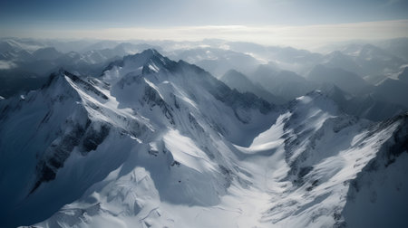 Snowy mountains in the clouds, Caucasus Mountains, Georgia, Europeの素材