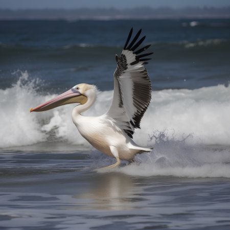 Pelican (Pelecanus occidentalis) in flight.の素材
