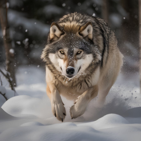 Portrait of a wolf in the winter forest. Canis lupus.の素材