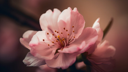 cherry blossom flower macro close up with soft focus and shallow DOFの素材