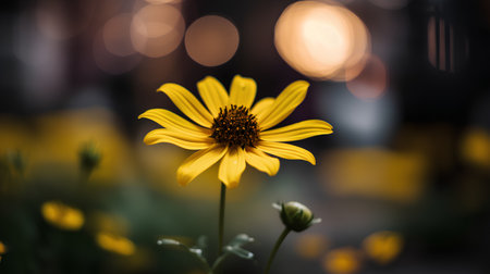 Beautiful yellow flower with bokeh background. Shallow depth of field.の素材