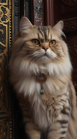 Beautiful long-haired persian cat of siberian breedの素材