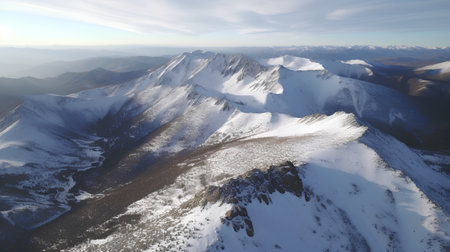 Aerial view of mountains in winter. Caucasus Mountains, Georgia, region Gudauri.の素材