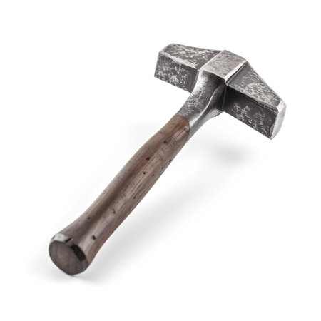 Old hammer isolated on a white background. 3d render image.の素材