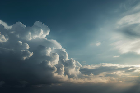 Dramatic sky with stormy clouds, 3d render illustrationの素材