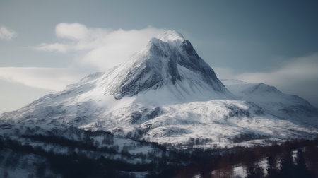 Matterhorn peak in the Swiss Alps in winter, Switzerland.の素材