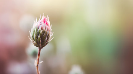Macro shot of flower bud on blurred background with bokehの素材