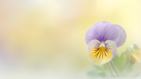 Violet pansy flowers on bokeh background. Spring flowersの素材